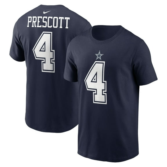 Women's Nike Dak Prescott Navy Dallas Cowboys Player Name & Number T-Shirt