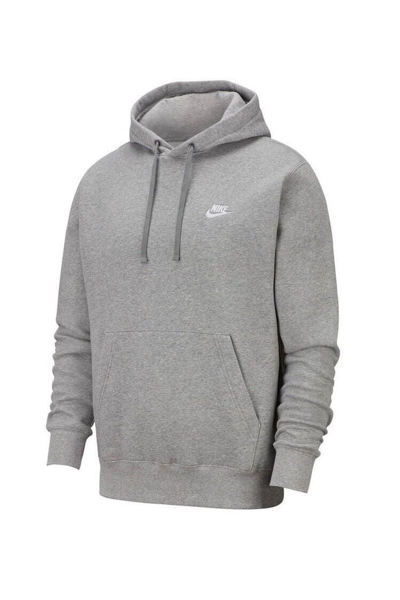 Men's Nike Dark Gray Heather/Matte Silver/White Sportswear Club Fleece Pullover Hoodie - 3XL
