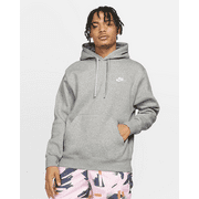 Men's Nike Dark Gray Heather/Matte Silver/White Sportswear Club Fleece Pullover Hoodie - L