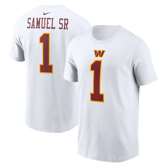 Men's-Nike Deebo Samuel Sr White Washington Commanders Player Name & Number T-Shirt
