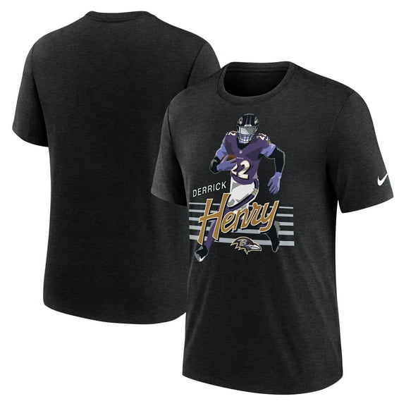Men's Nike Derrick Henry Heather Black Baltimore Ravens Player Graphic T-Shirt