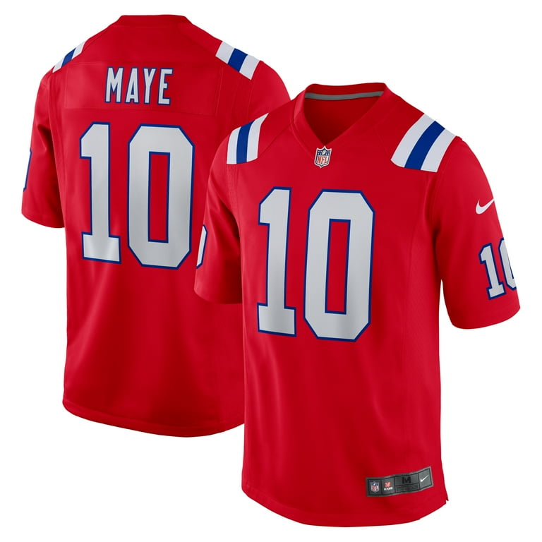 Men's Nike Drake Maye Red New England Patriots Player Game Jersey