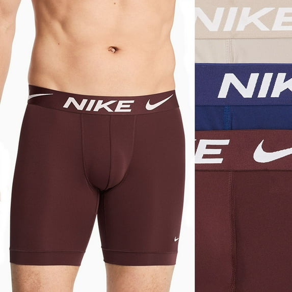 Men's Nike Dri-FIT Essential 3-pack Microfiber Long-Leg Boxer Briefs Color: Ash Size: XL