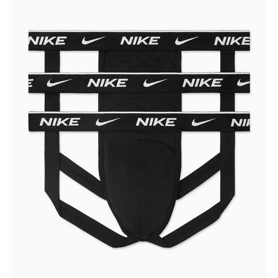 Men's Nike KE1188 Essential Cotton Stretch Jockstrap - 3 Pack (Black XL)