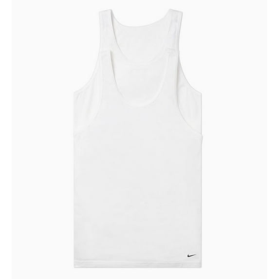 Men's Nike KE1193 Essential Cotton Stretch Tank - 2 Pack (White M)