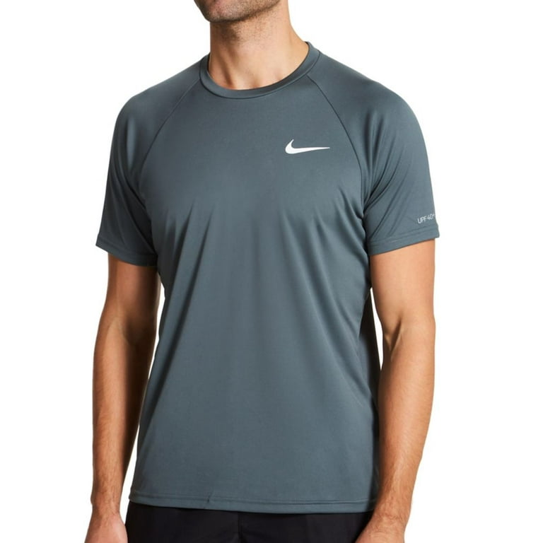 Nike Swim Men s Essential Short Sleeve Hydroguard Rash Guard Iron Grey Medium Gray