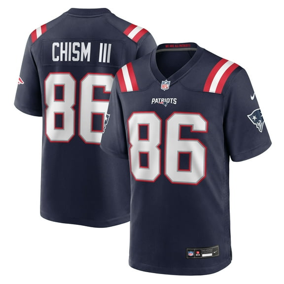 Men's Nike Efton Chism III  Navy New England Patriots Team Game Jersey