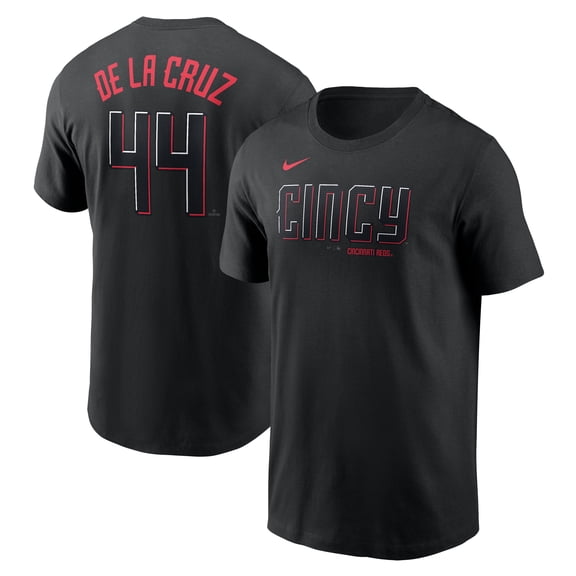Men's Nike Elly De La Cruz-Black Cincinnati Reds City Connect Fuse Name & Number T-Shirt