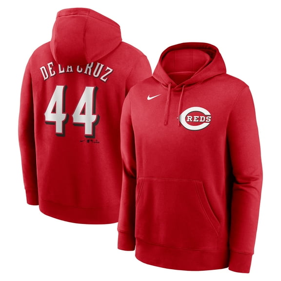 Men's Nike Elly De La Cruz Red Cincinnati Reds Player Name & Number Club Pullover Hoodie