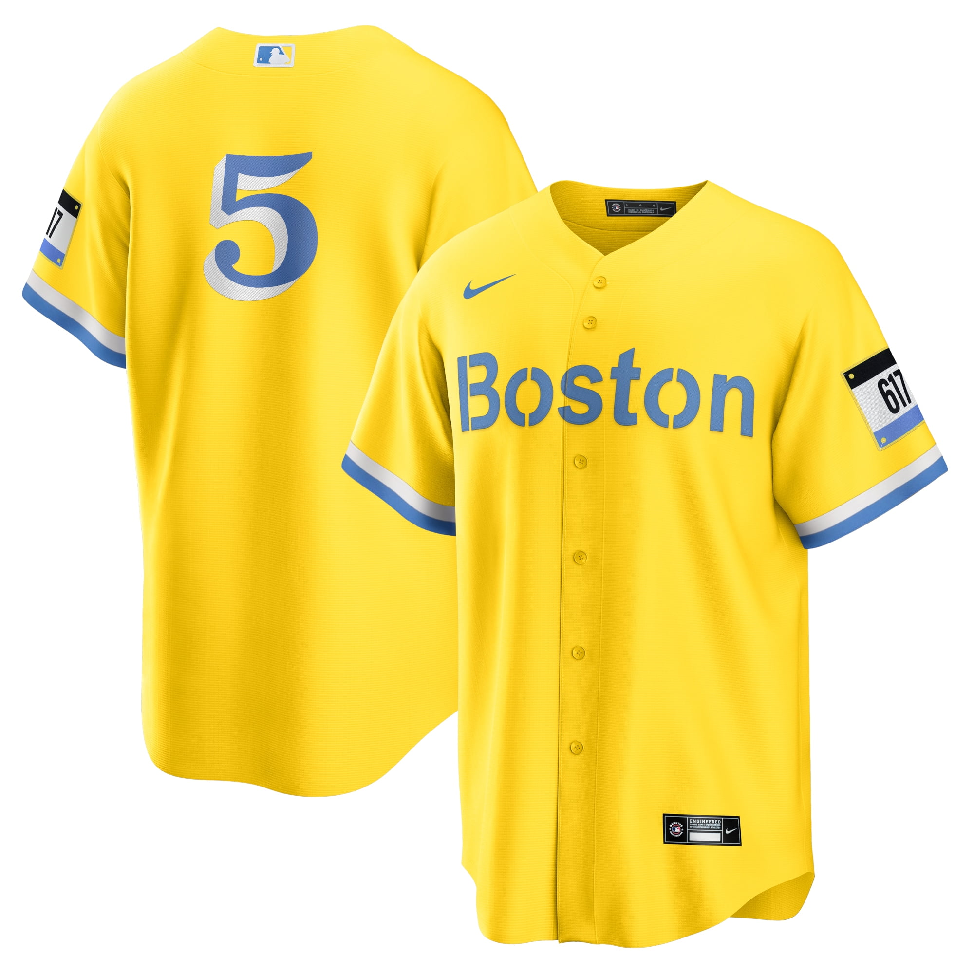 Men's Nike Enrique Hernandez Gold/Light Blue Boston Red Sox City Connect  Replica Player Jersey 