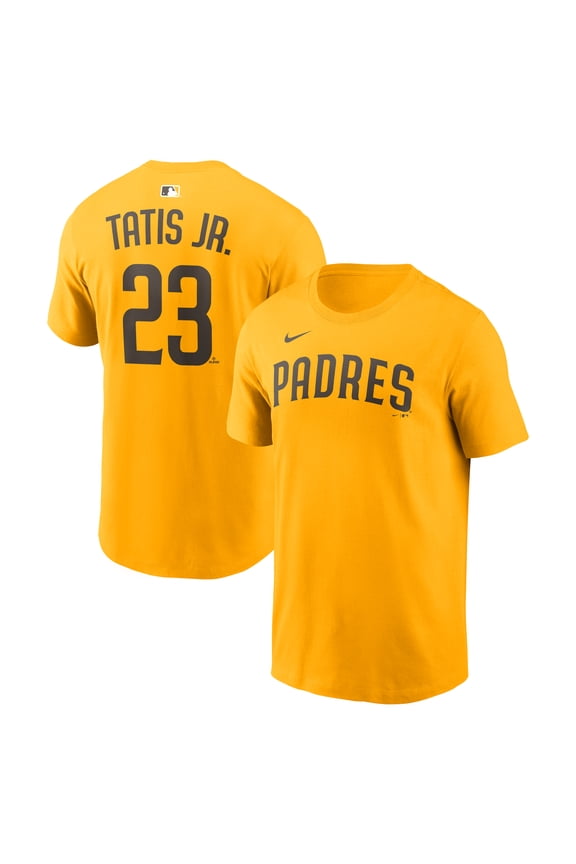 Men's Nike Fernando Tatis Jr. Gold San Diego Padres Name & Number T-Shirt