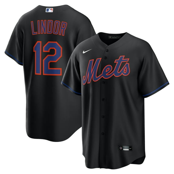 Men's Nike Francisco Lindor Black New York Mets Alternate Replica Jersey