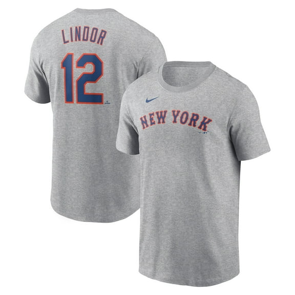 Men's Nike Francisco Lindor Heather Gray New York Mets Fuse Name & Number T-Shirt