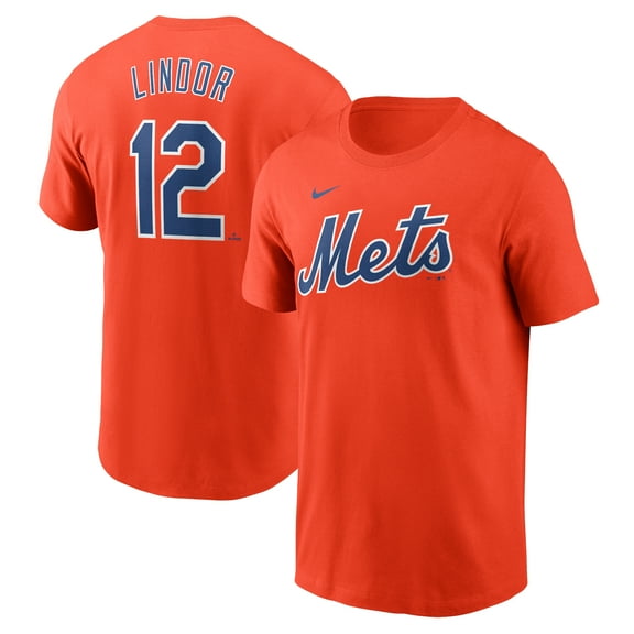 Men's Nike Francisco Lindor Orange New York Mets Fuse Name & Number T-Shirt