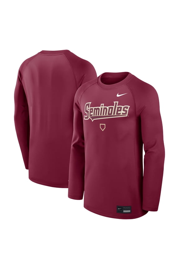 Men's Nike Garnet Florida State Seminoles Dugout Game Time Raglan Dri-FIT Long Sleeve T-Shirt