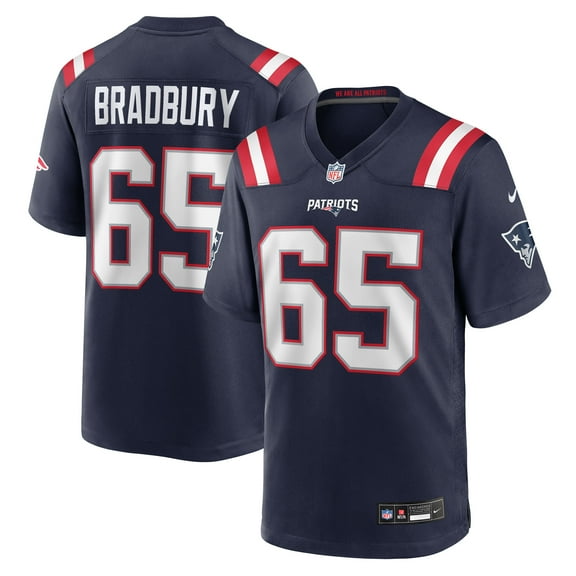 Men's Nike Garrett Bradbury  Navy New England Patriots Team Game Jersey