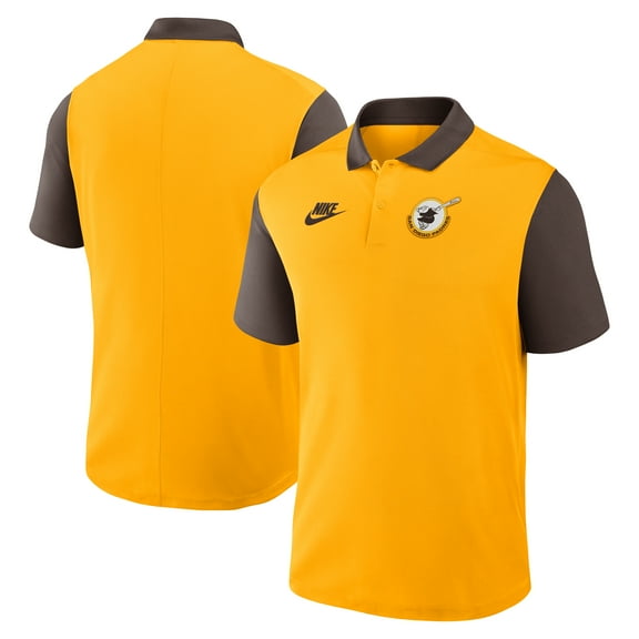 Men's Nike Gold/Brown San Diego Padres Cooperstown Collection Color-Block Victory Dri-FIT Polo