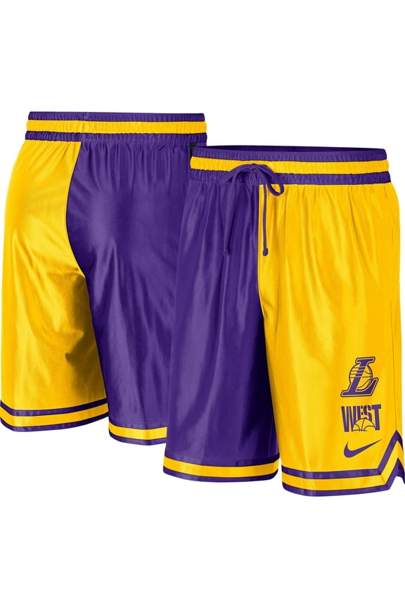Men's Nike Gold/Purple Los Angeles Lakers Courtside Versus Force Split DNA Performance Shorts