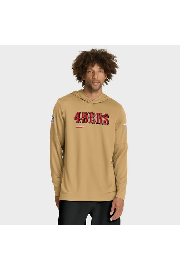 Men's Nike Gold San Francisco 49ers Sideline Pure Fury Dri-FIT Long Sleeve Hoodie T-Shirt