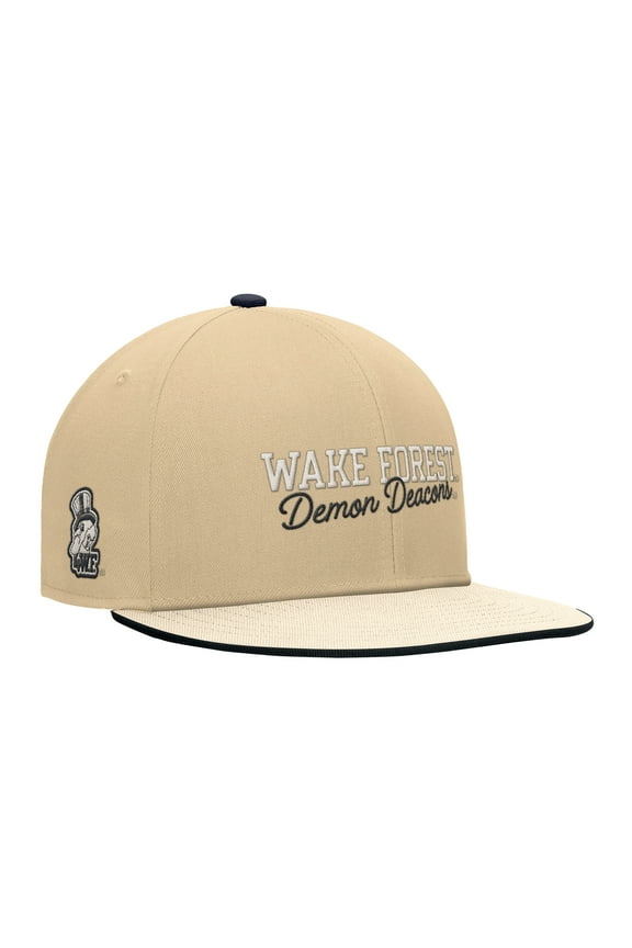 Men's Nike Gold Wake Forest Demon Deacons Vintage Script Pro Dri-FIT Snapback Hat