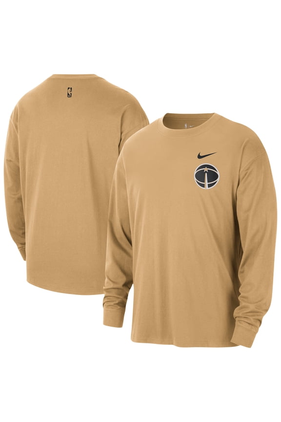 Men's Nike Gold Washington Wizards 2025/26 City Edition Remix Essential Logo Long Sleeve T-Shirt