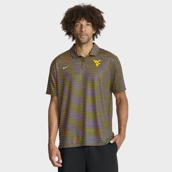 Men's Nike Gold West Virginia Mountaineers 2025 Coaches Premium Tour Stripe Dri-FIT Polo