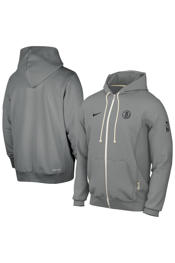 Men's Nike Gray Brooklyn Nets Authentic Standard Issue Full-Zip Hoodie Jacket