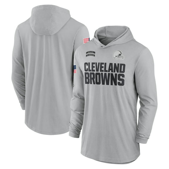 Men's Nike Gray Cleveland Browns 2024 Salute to Service Lightweight Dri-FIT Long Sleeve Hoodie T-Shirt