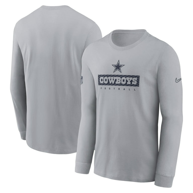 Men s Nike Gray Dallas Cowboys Sideline Performance Long Sleeve T Shirt Walmart