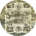 thumbnail image 1 of Ahgly Company Machine Washable Indoor Round Abstract Dark Moccasin Green Area Rugs, 3' Round, 1 of 7