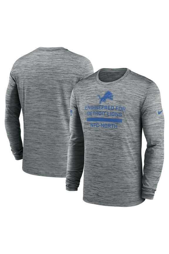 Men's Nike Gray Detroit Lions Sideline Velocity Performance Long Sleeve T-Shirt
