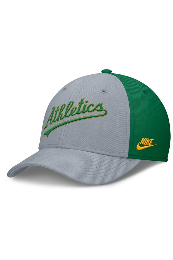 Men's Nike Gray/Green Athletics Rise Swoosh Performance Flex Hat