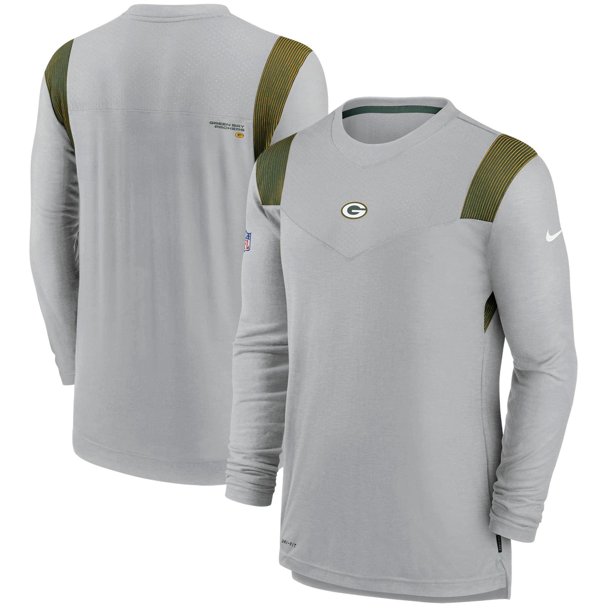 Men's Nike Gray Green Bay Packers Sideline Player UV Performance Long Sleeve  T-Shirt 