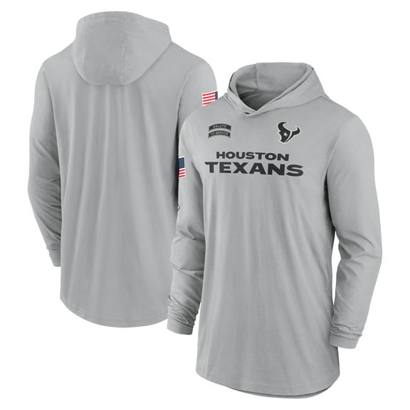 Men's Nike Gray Houston Texans 2024 Salute to Service Lightweight Dri-FIT Long Sleeve Hoodie T-Shirt