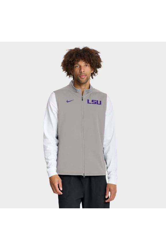 Men's Nike Gray LSU Tigers Primetime-Victory Performance Full-Zip Vest