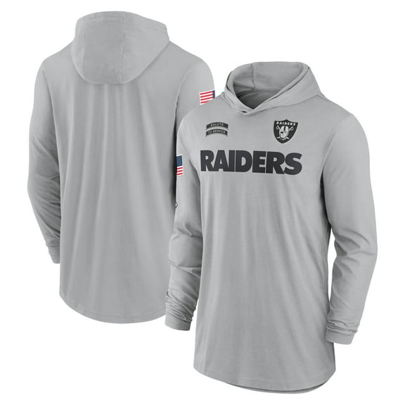 Men's Nike Gray Las Vegas Raiders 2024 Salute to Service Lightweight Dri-FIT Long Sleeve Hoodie T-Shirt