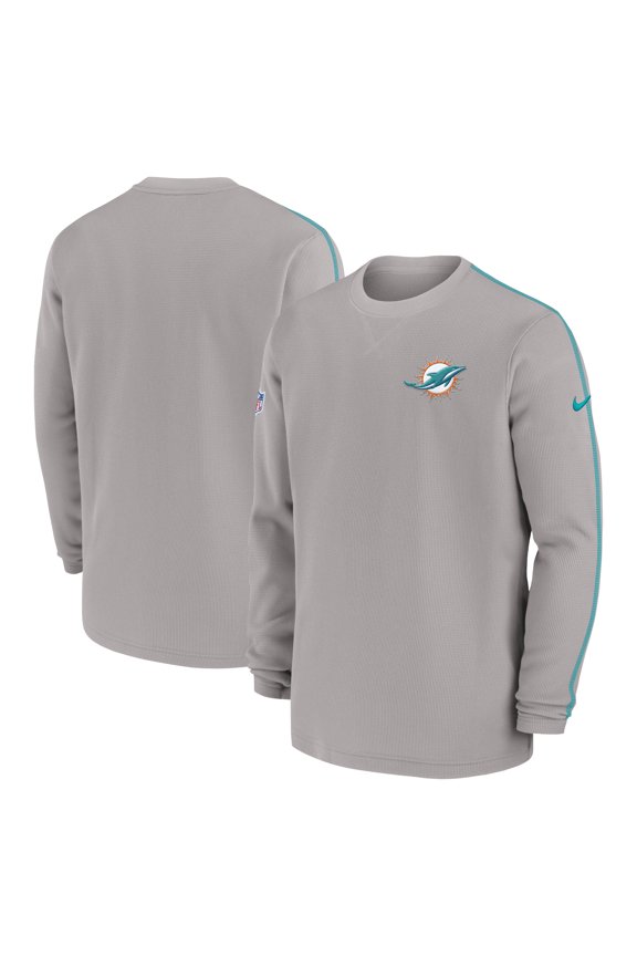 Men's Nike Gray Miami Dolphins 2024 Sideline Coaches Long Sleeve Top