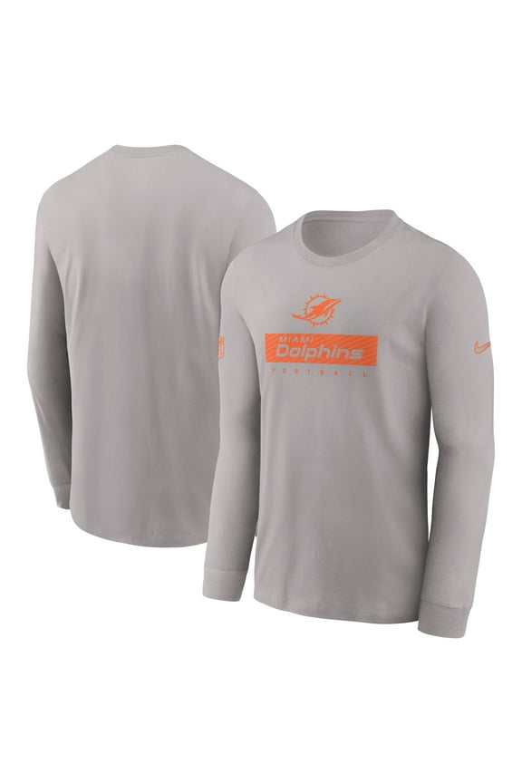 Men's Nike Gray Miami Dolphins Sideline Dri-FIT Long Sleeve T-Shirt