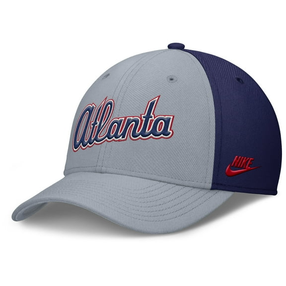 Men's Nike Gray/Navy Atlanta Braves Rise Swoosh Performance Flex Hat