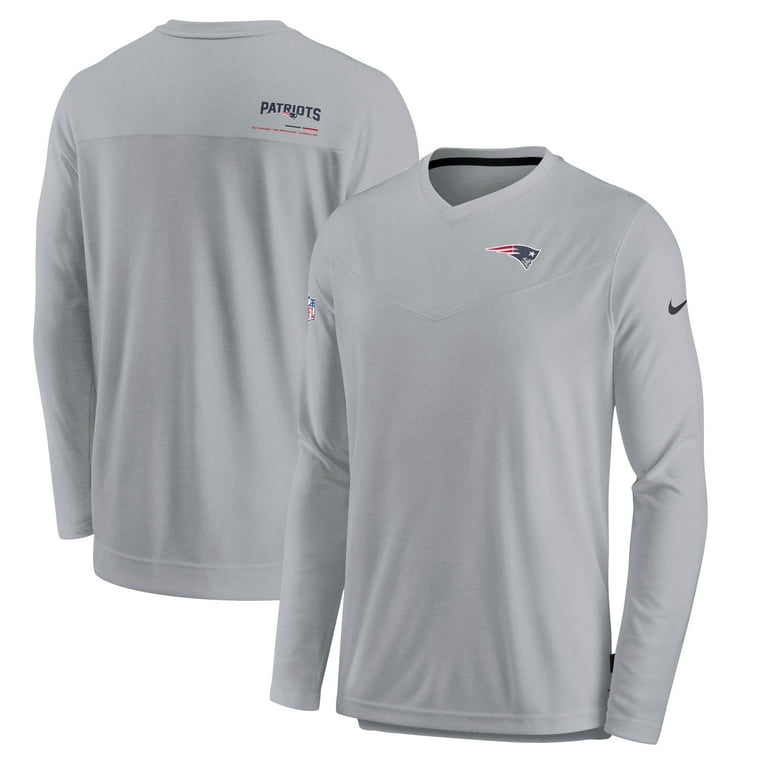 Men s Nike Gray New England Patriots Sideline Coach Chevron Lock Up Long Sleeve V Neck Performance T Shirt Walmart
