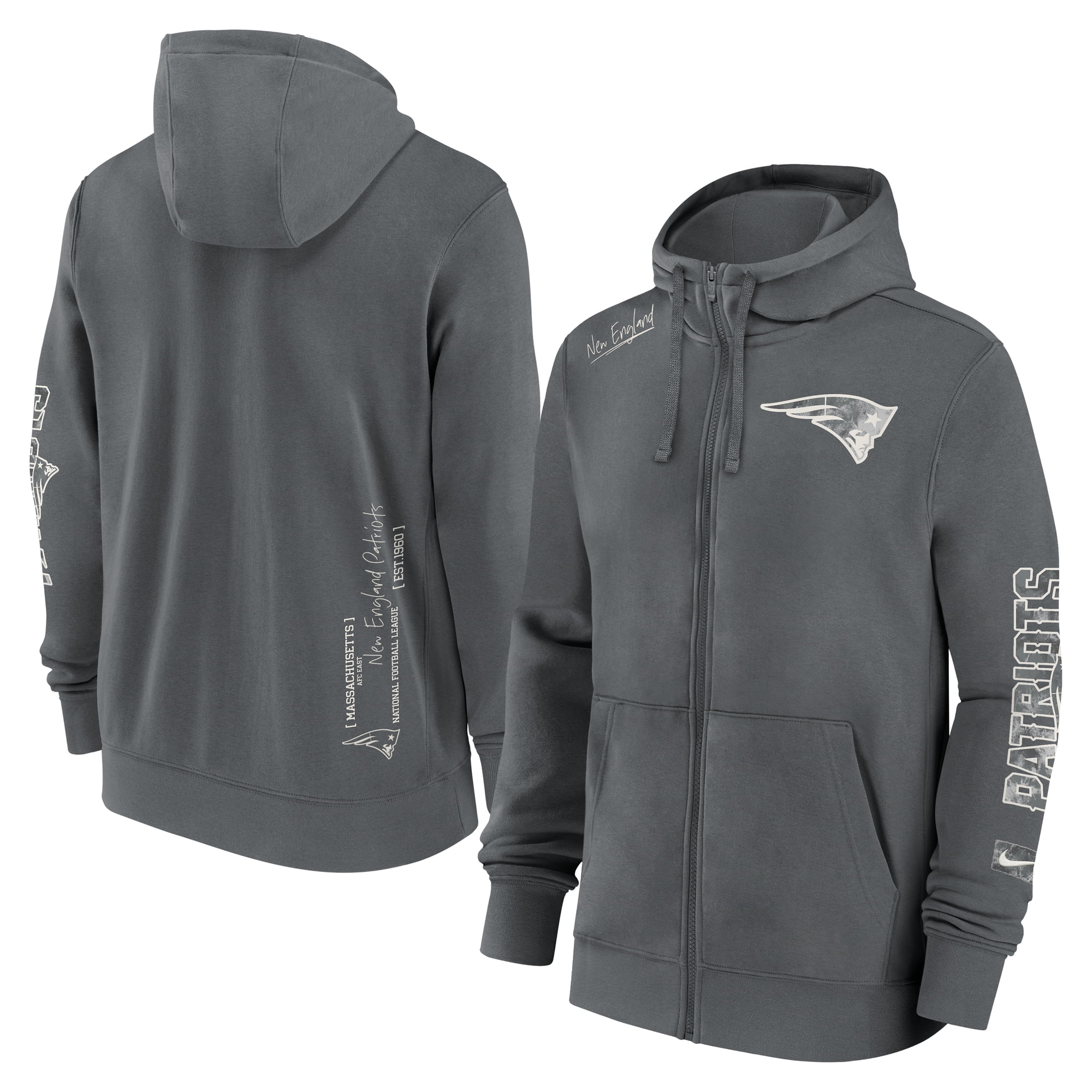 Men's Nike Gray New England Patriots Statement Full-Zip Hoodie