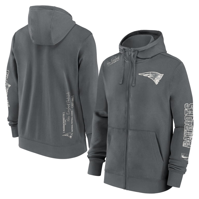 Men's Nike Gray New England Patriots Statement Full-Zip Hoodie