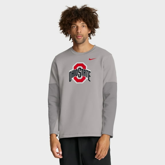 Men's Nike Gray Ohio State Buckeyes 2025 Sideline Coach Therma-FIT Long Sleeve T-Shirt