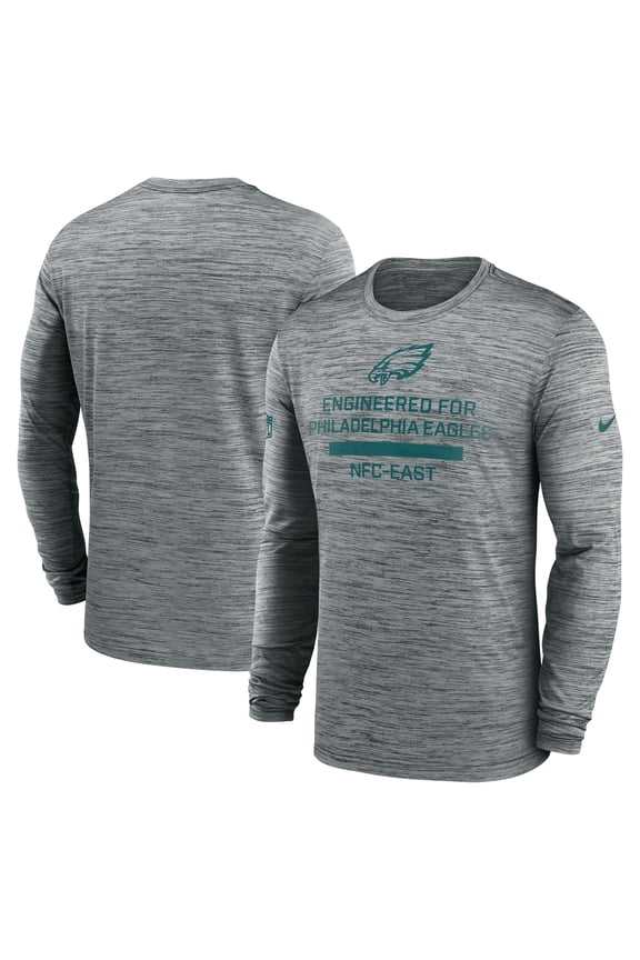 Men's Nike Gray Philadelphia Eagles Sideline Velocity Performance Long Sleeve T-Shirt