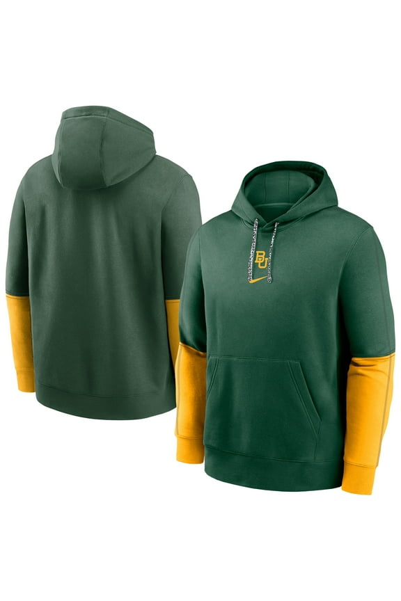 Men's Nike Green Baylor Bears 2024 Sideline Club Fleece Pullover Hoodie