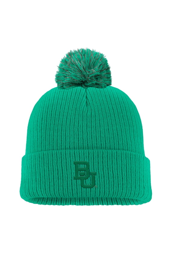 Men's Nike Green Baylor Bears Tonal Peak Cuffed Knit Hat with Pom