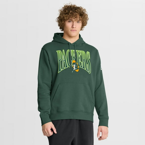 Men's Nike Green Green Bay Packers Full Blitz Club Fleece Pullover Hoodie