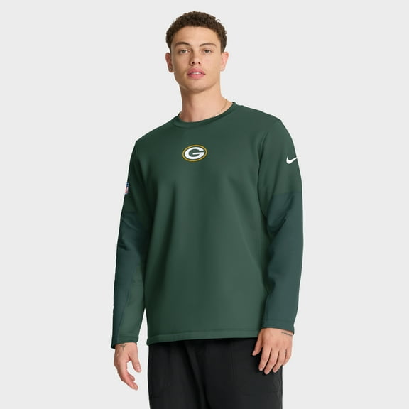 Men's Nike Green Green Bay Packers Sideline Coach Therma-FIT Long Sleeve T-Shirt