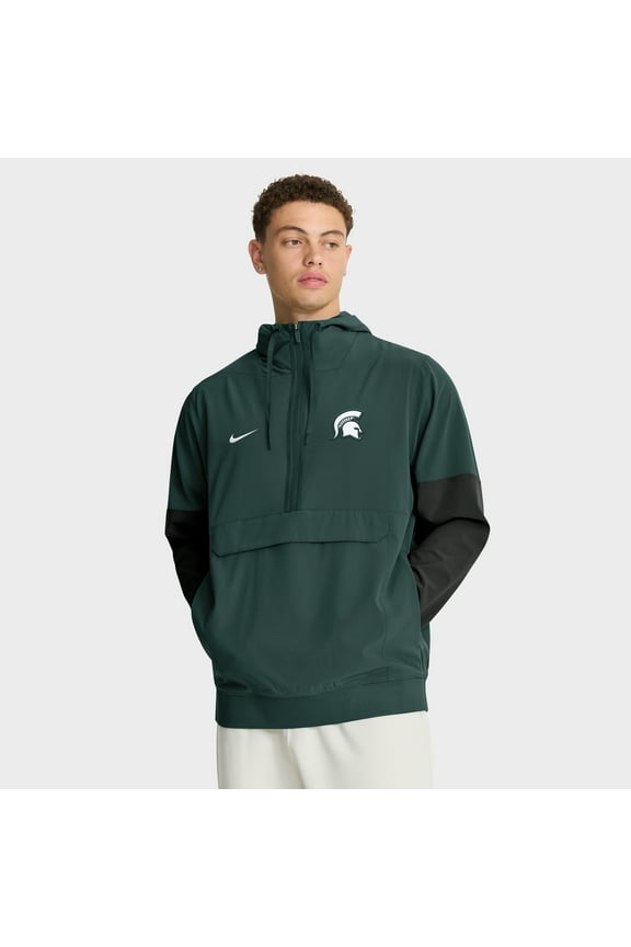 Men's Nike Green Michigan State Spartans Anorak Half-Zip Hoodie Jacket