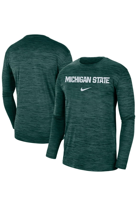 Men's Nike Green Michigan State Spartans Team Velocity Performance Long Sleeve T-Shirt